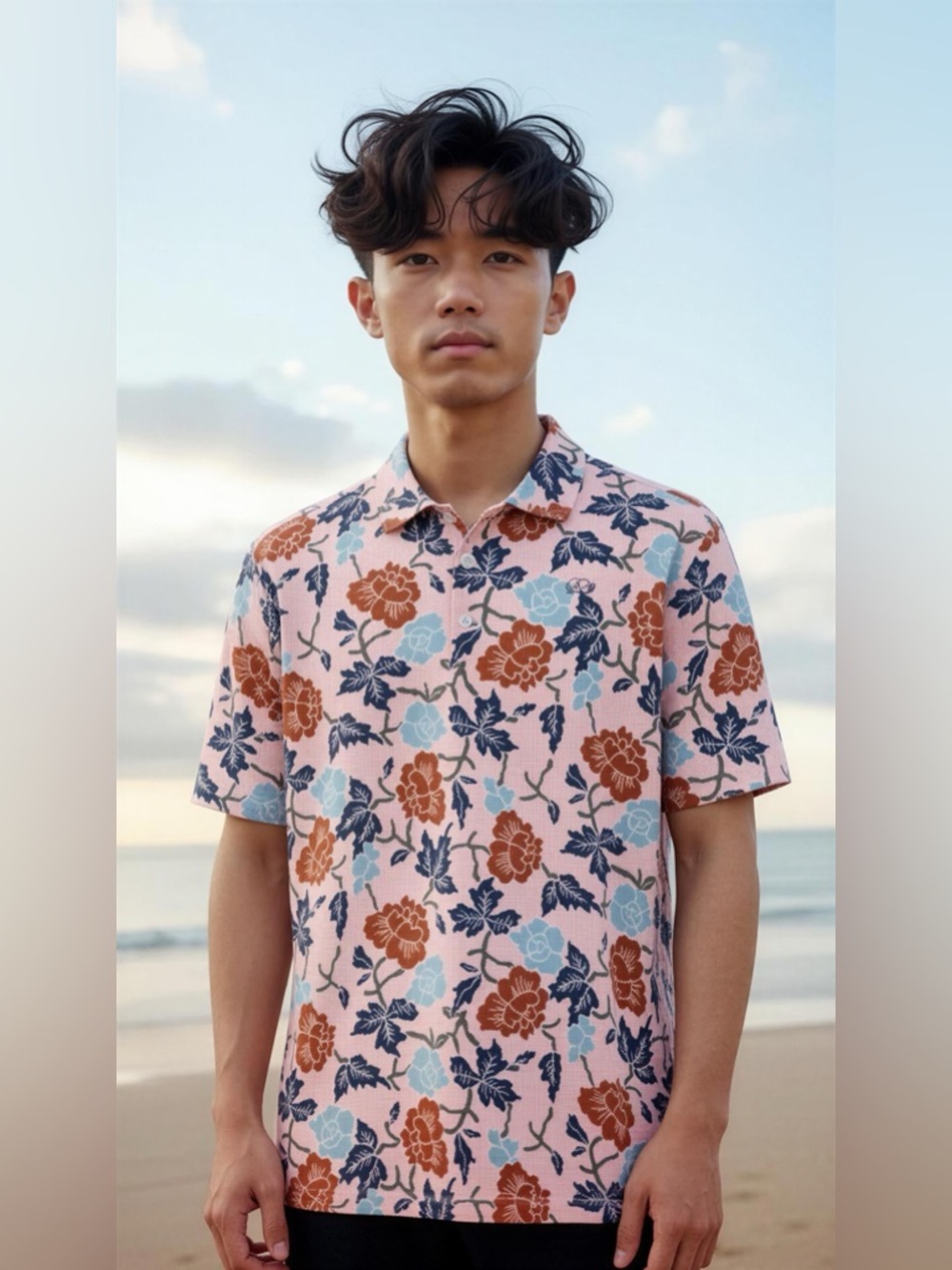 Good Good Golf Men’s Tropical Athletic Floral Polo Size L